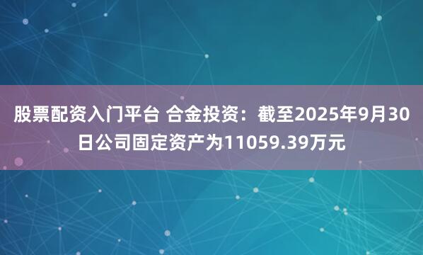 股票配资入门平台 合金投资：截至2025年9月30日公司固定资产为11059.39万元