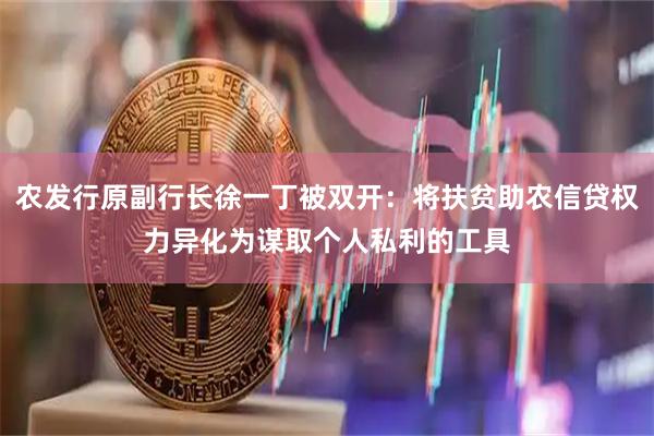 农发行原副行长徐一丁被双开：将扶贫助农信贷权力异化为谋取个人私利的工具